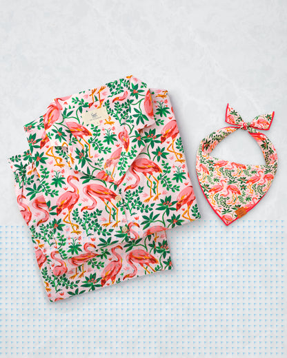 PF x The Foggy Dog Flock of Flamingos - Wildest Dreams Set & Dog Bandana Bundle - Rose - Printfresh
