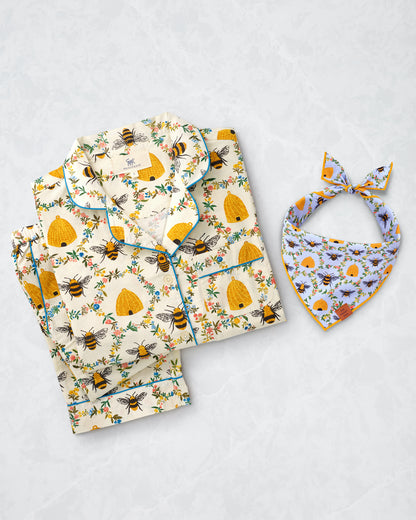 PF x The Foggy Dog Sweet Bee - Long Set & Dog Bandana Bundle - Multi - Printfresh