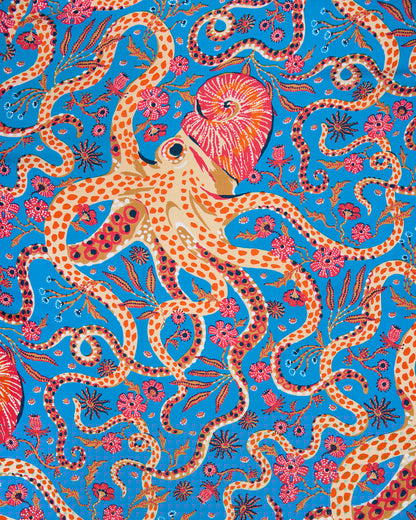 Octopus Isle - Eco Satin Robe - Ocean Eyes - Printfresh