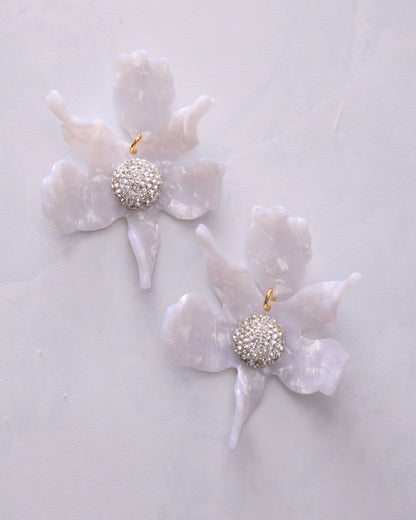 Mother of Pearl - Crystal Lily Earrings - Lele Sadoughi - Printfresh