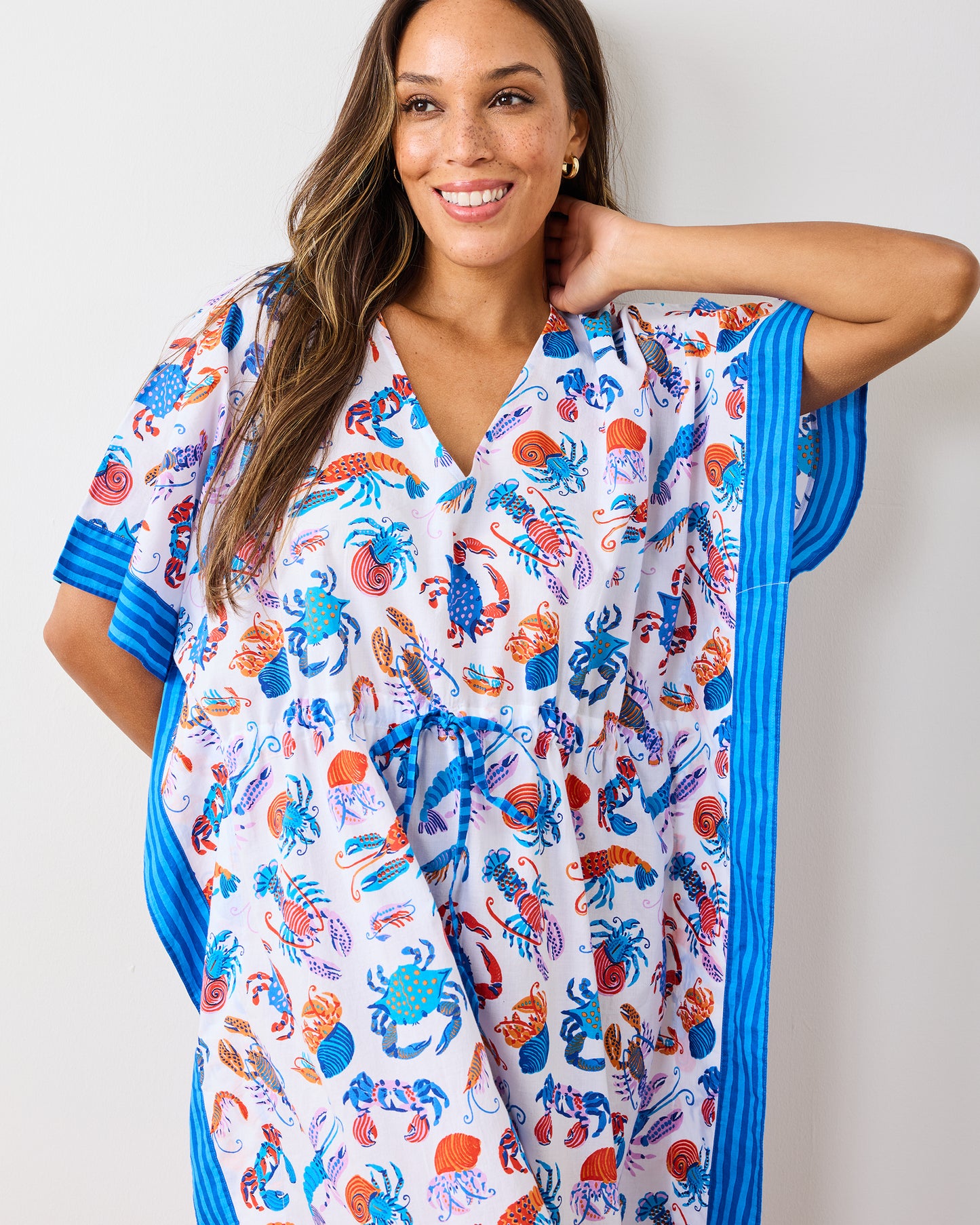 Pretty Pinchers - Let's Cruise Caftan - Mid Blue - Printfresh