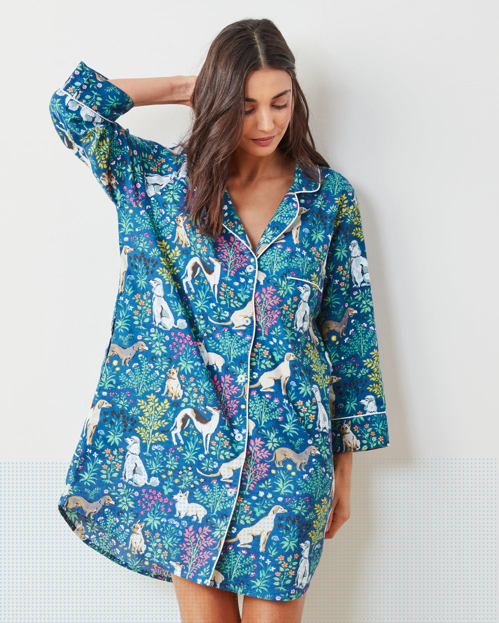 Must Love Dogs - Lightweight Flannel Sleep Shirt - Indigo - Printfresh