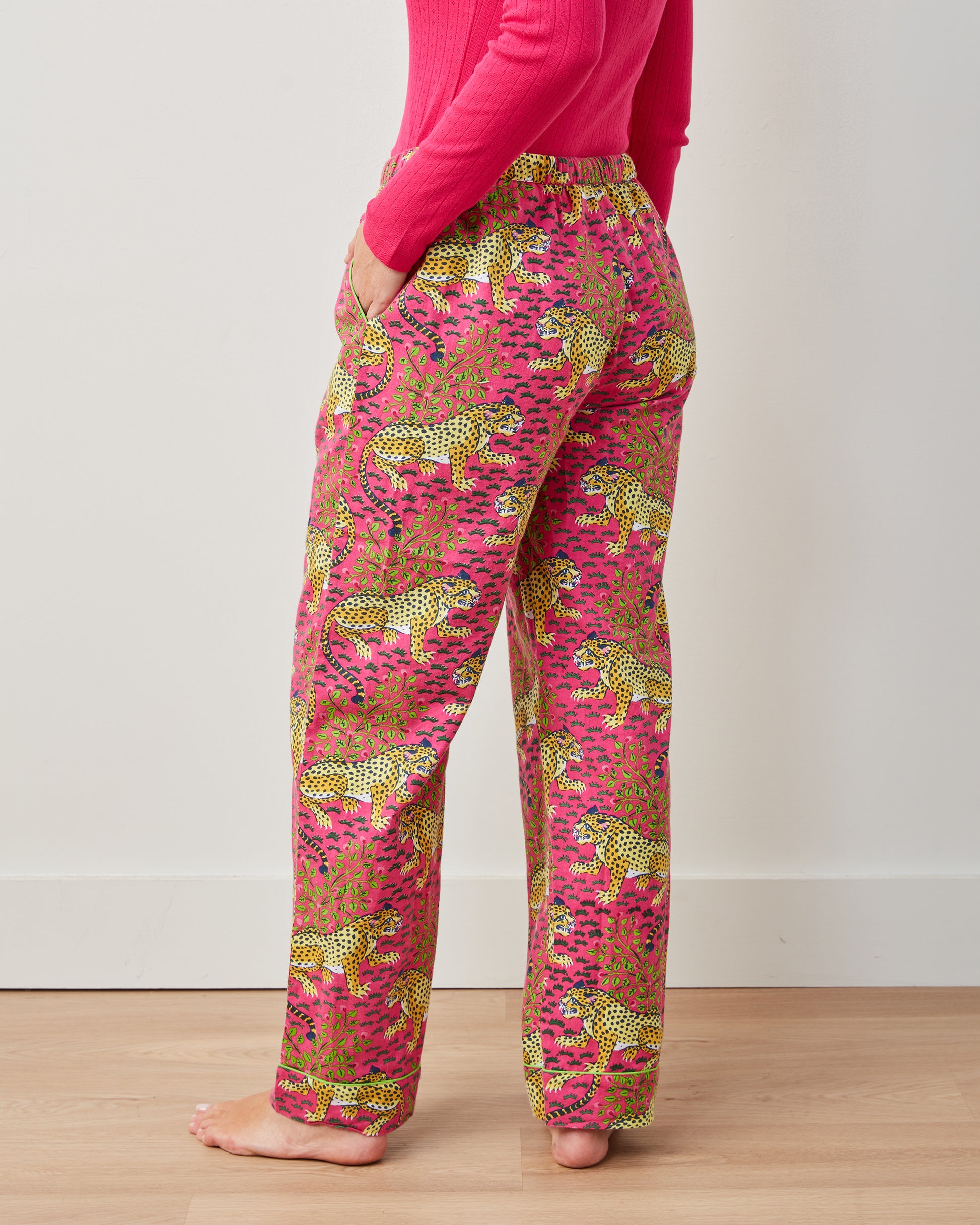 Big Cats- 3-Pack Lightweight Flannel PJ Pants - Hot Pink/Jade/Ink - Printfresh