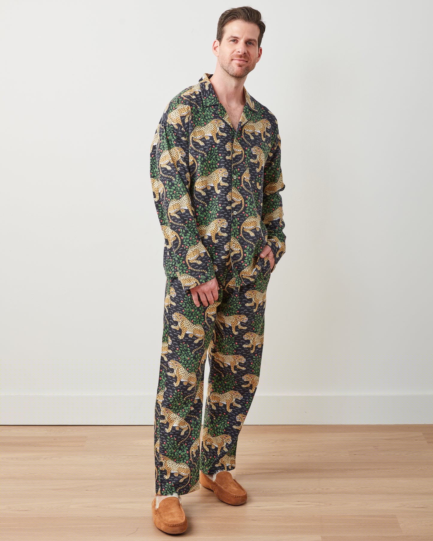 Bagheera - Men's Lightweight Flannel Long PJ Set - Ink - Printfresh