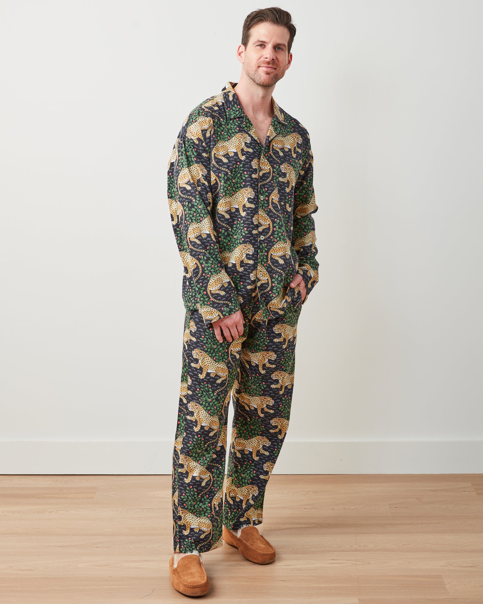 Bagheera - Men's Lightweight Flannel Long PJ Set - Ink - Printfresh