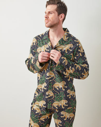 Bagheera - Men's Lightweight Flannel Long PJ Set - Ink - Printfresh