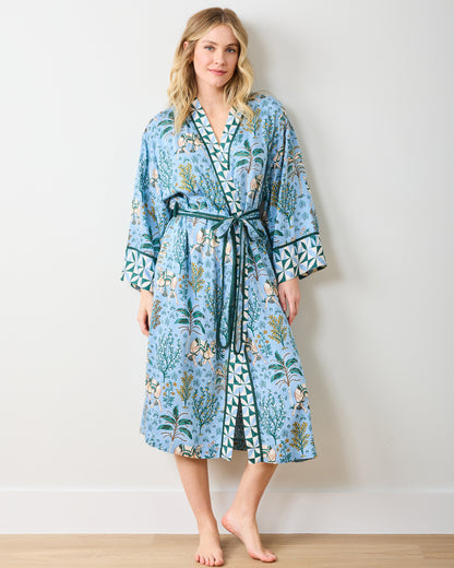 Camel's Courtyard - Eco Satin Robe - Slate Blue - Printfresh