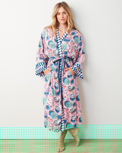 Champagne & Caviar - Eco Satin Robe - Blush - Printfresh