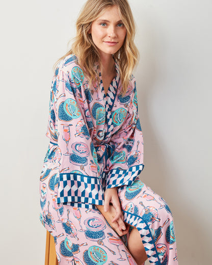 Champagne & Caviar - Eco Satin Robe - Blush - Printfresh