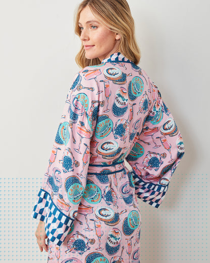 Champagne & Caviar - Eco Satin Robe - Blush - Printfresh