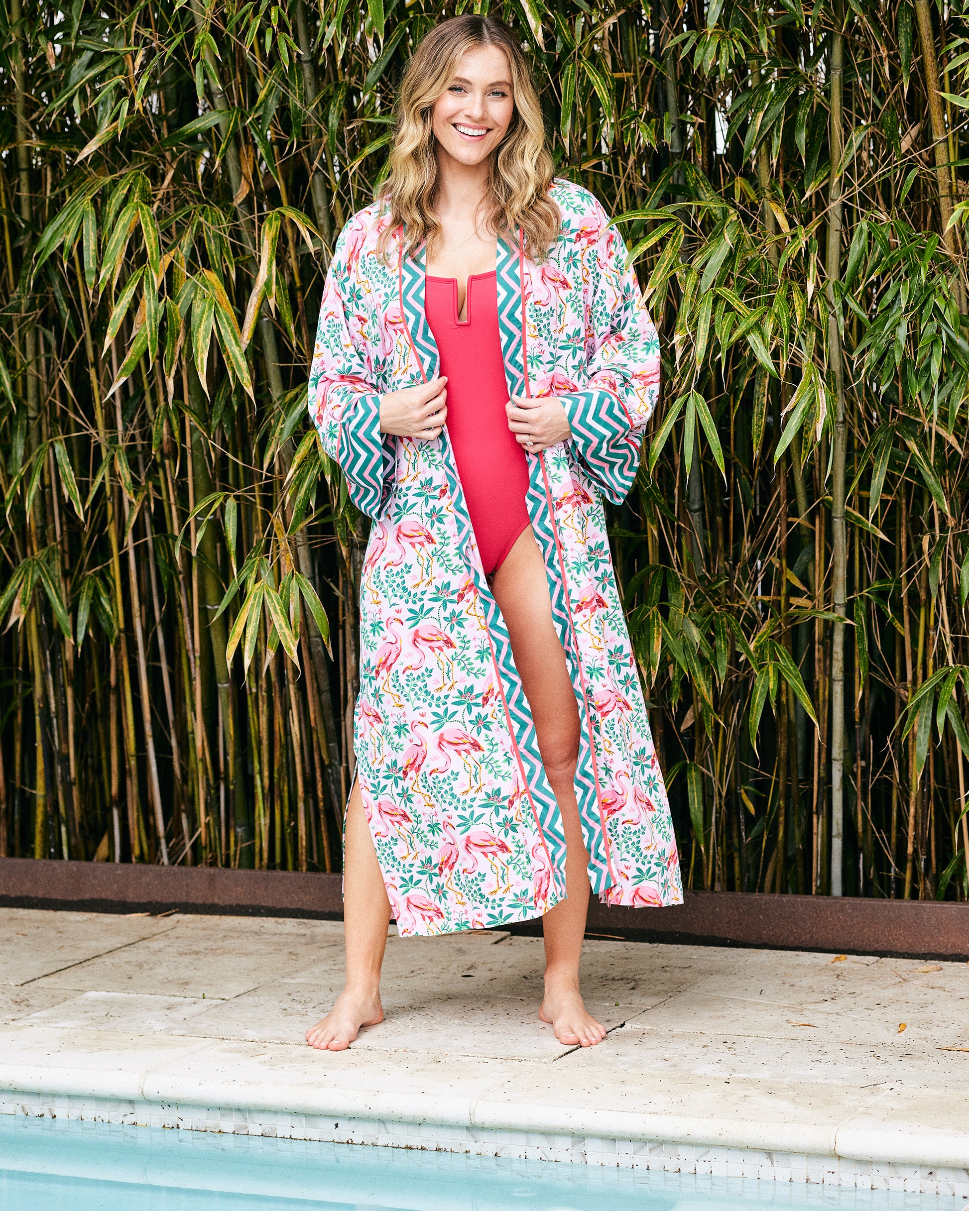 Flock of Flamingos - Eco Satin Robe - Rose - Printfresh