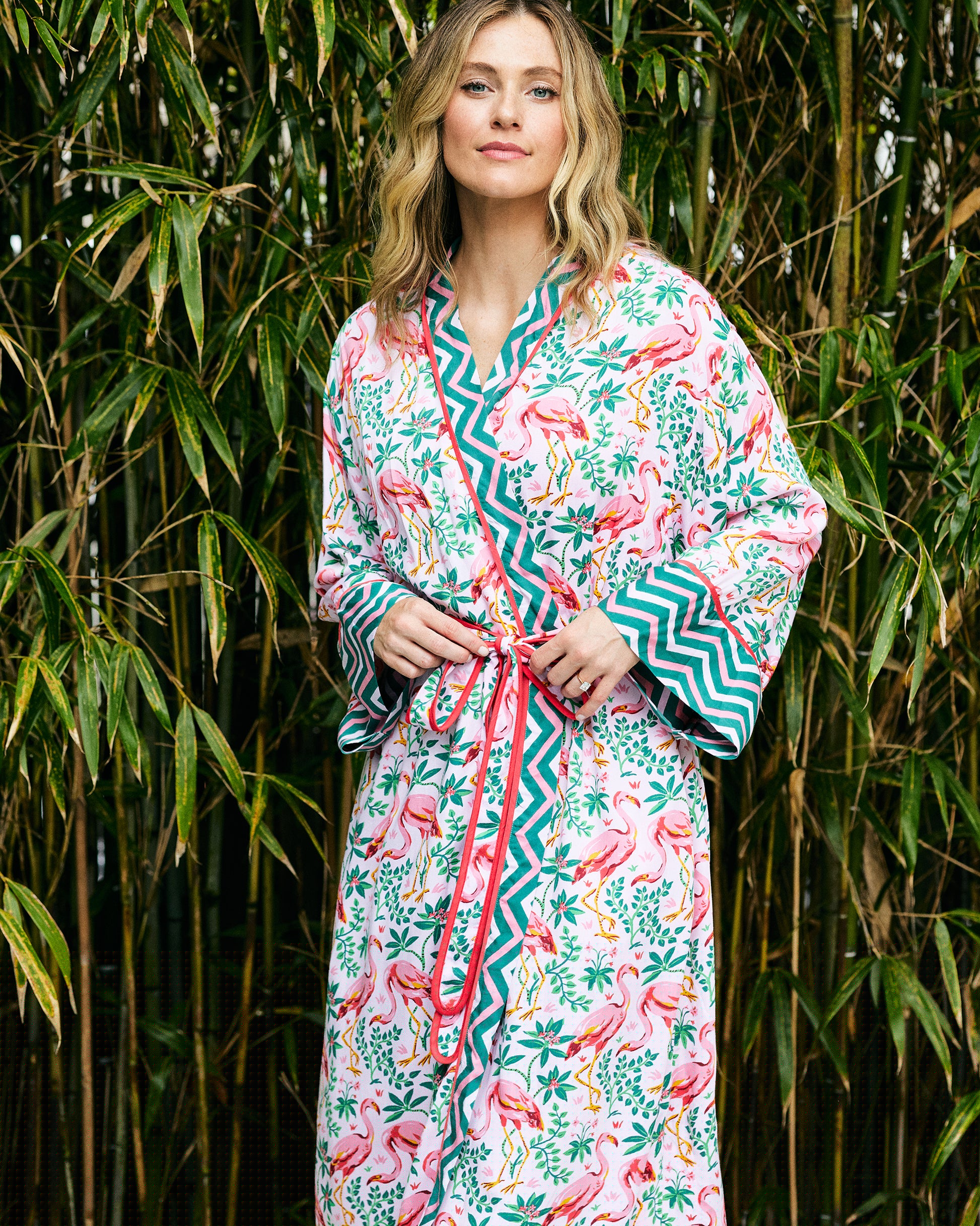Flock of Flamingos - Eco Satin Robe - Rose - Printfresh