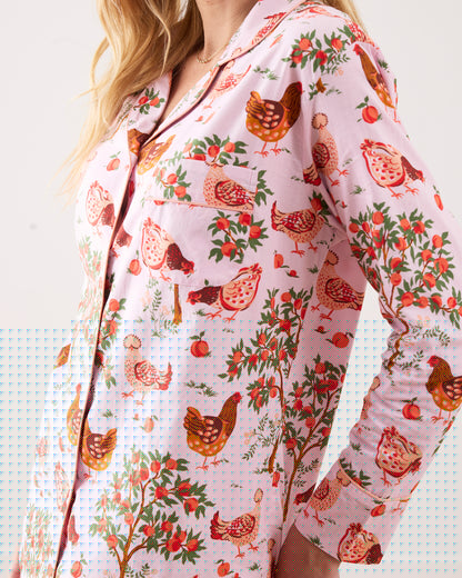 Hen House - Long PJ Set - Ballet Pink - Printfresh
