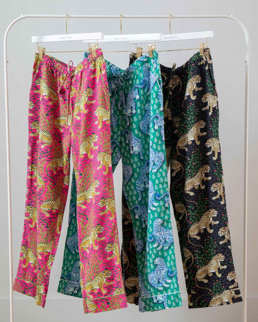 Big Cats- 3-Pack Lightweight Flannel PJ Pants - Hot Pink/Jade/Ink - Printfresh