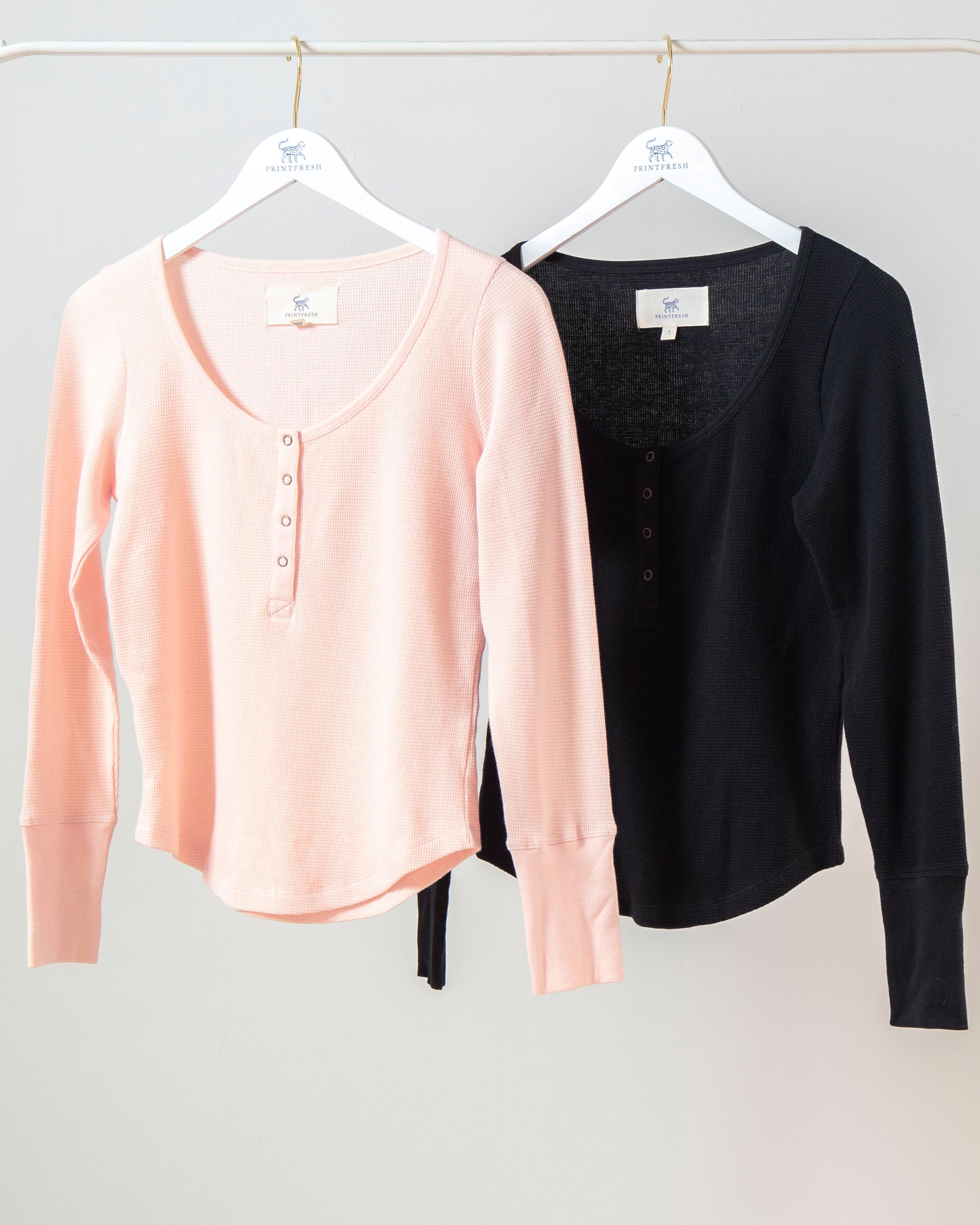 Pink Whisper/Cat Eye - 2-Pack Cozy Henleys - Shirt Bundle - Printfresh