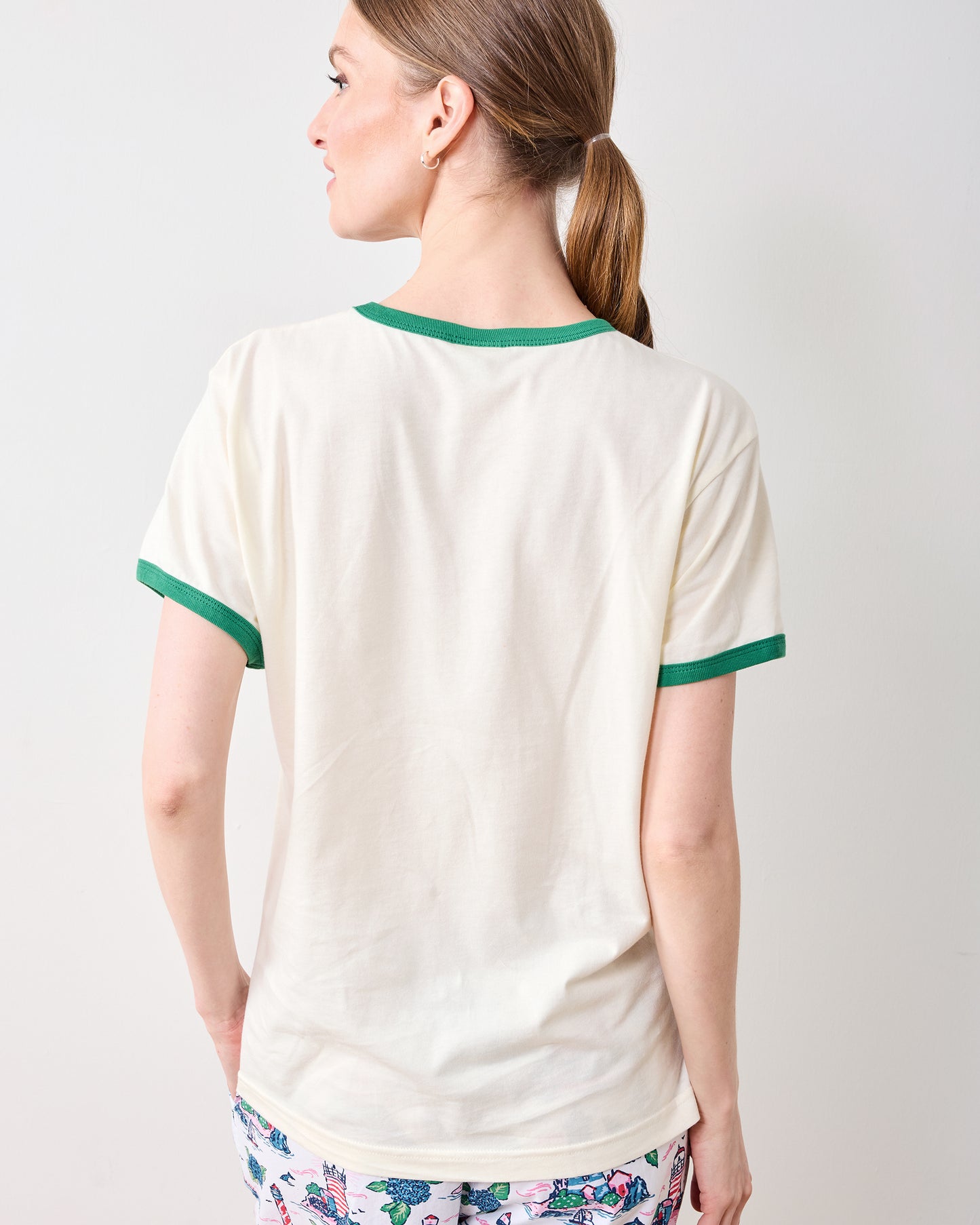Natural/Green - Beach Club Ringer Graphic Tee - Oat Collective - Printfresh