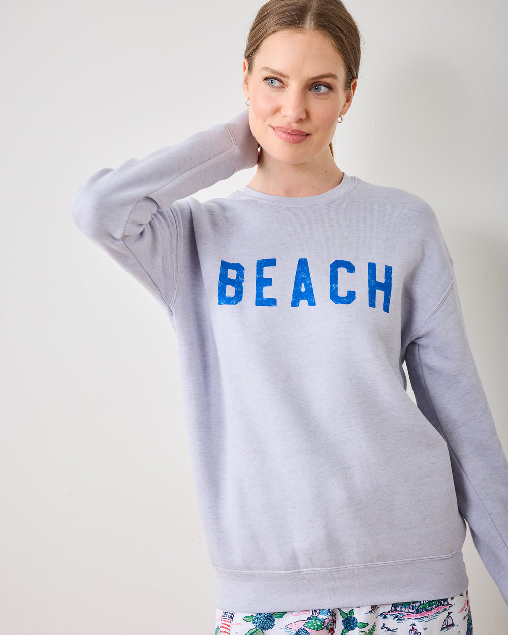 Light Blue - Beach Graphic Sweatshirt - Oat Collective - Printfresh