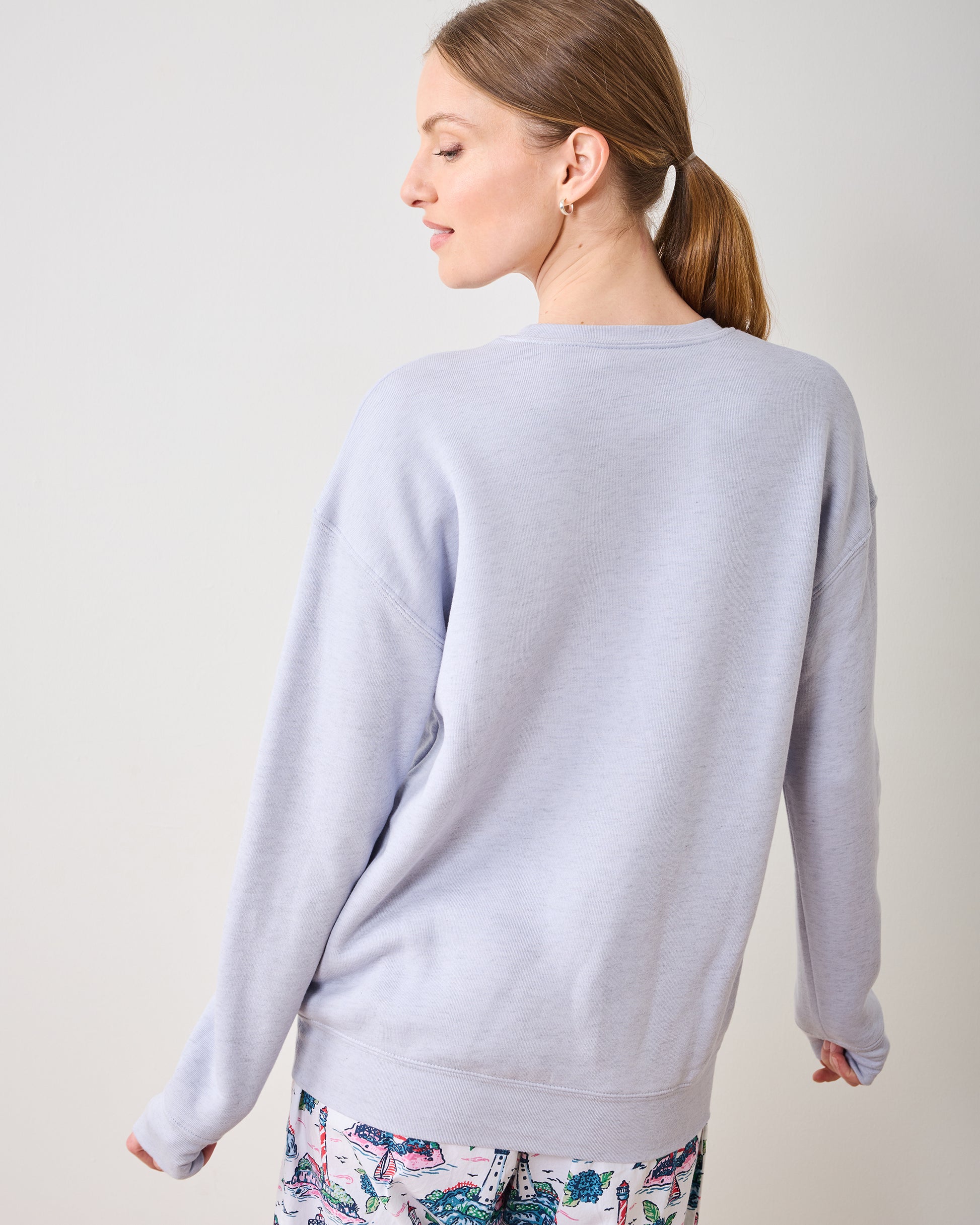 Light Blue - Beach Graphic Sweatshirt - Oat Collective - Printfresh