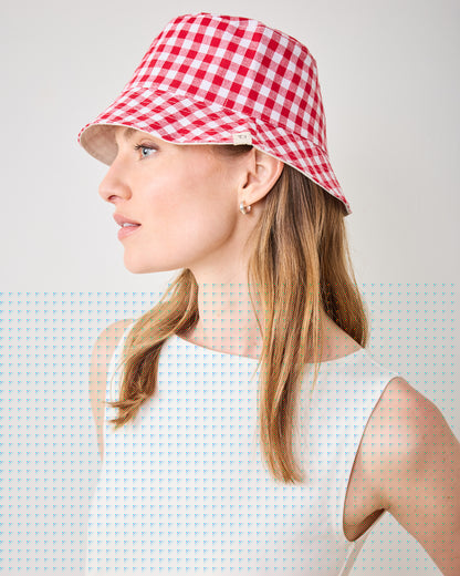 Red Gingham -  Reversible Bucket Hat - Fashion City - Printfresh