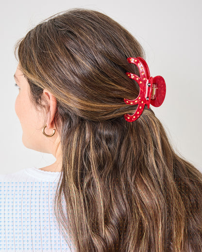 Red Octopus - Hand Painted Claw Clip - Solar Eclipse - Printfresh