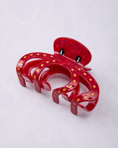 Red - Hand Painted Octopus Claw Clip - Solar Eclipse - Printfresh