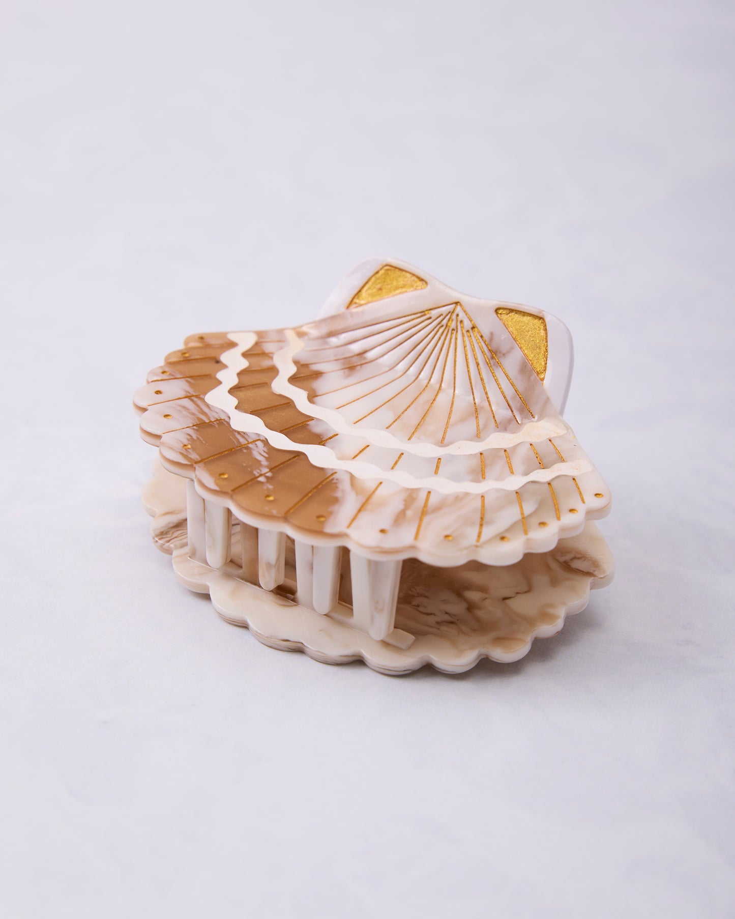 Golden Seashell -Hand-Painted Claw Hair Clip - Solar Eclipse - Printfresh