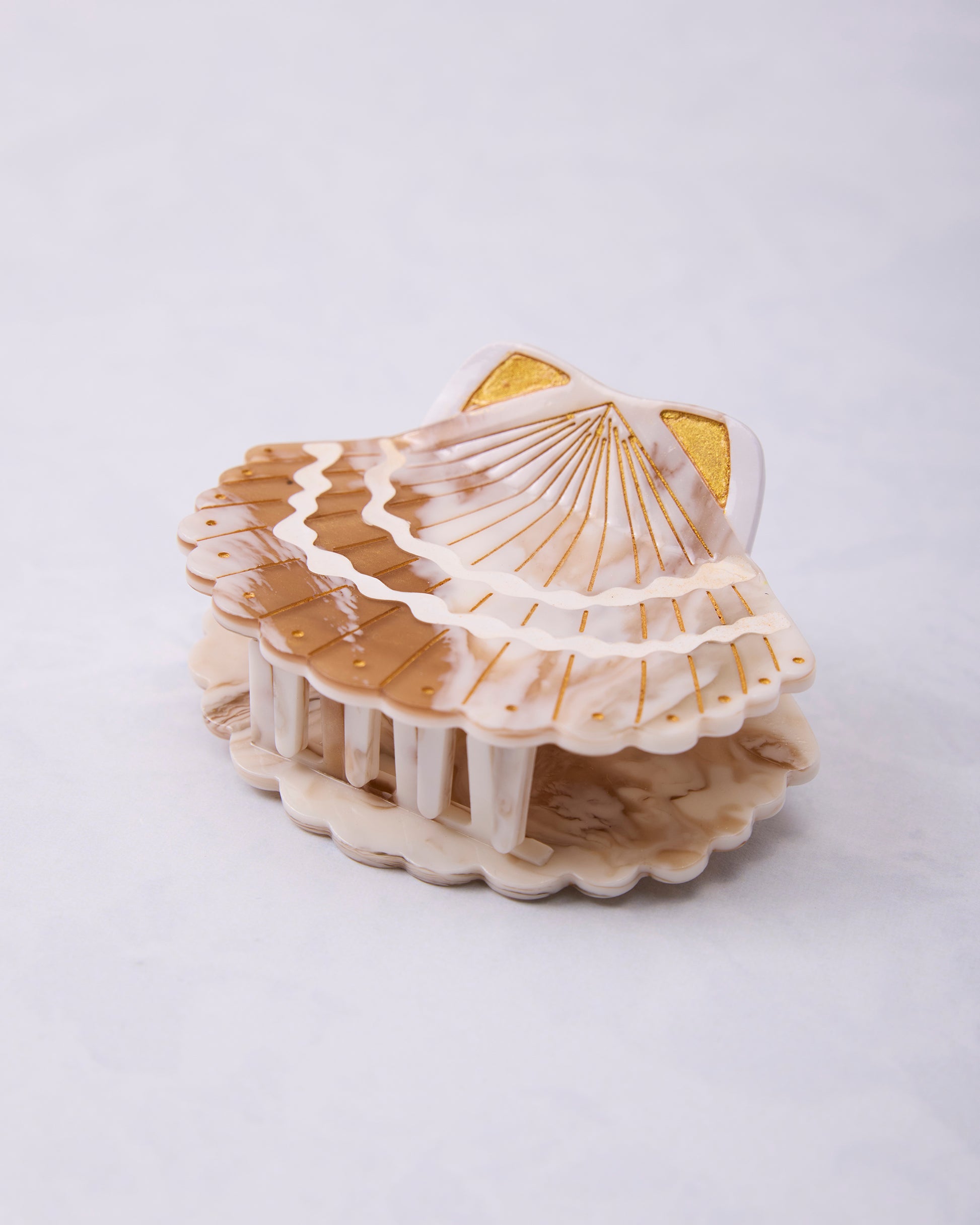 Golden Seashell -Hand-Painted Claw Hair Clip - Solar Eclipse - Printfresh