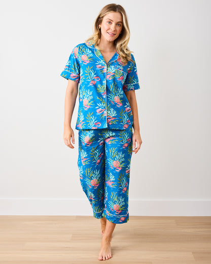 Coral & Conch - Short Sleeve Top & Cropped Pants Set - Ocean Breeze - Printfresh
