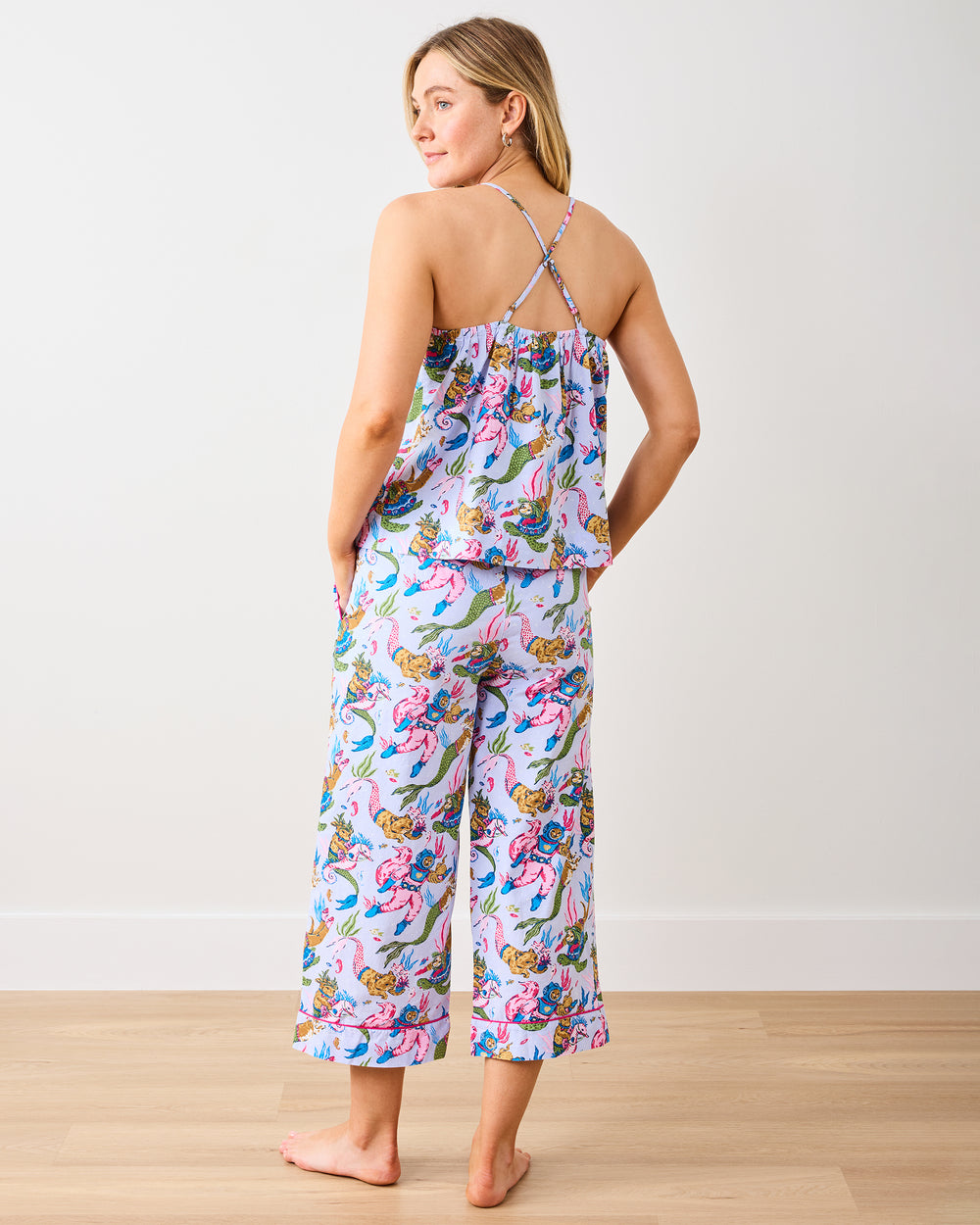 Deep Sea Divers - Cami Cropped PJ Pant Set - Lavender Sorbet - Printfresh