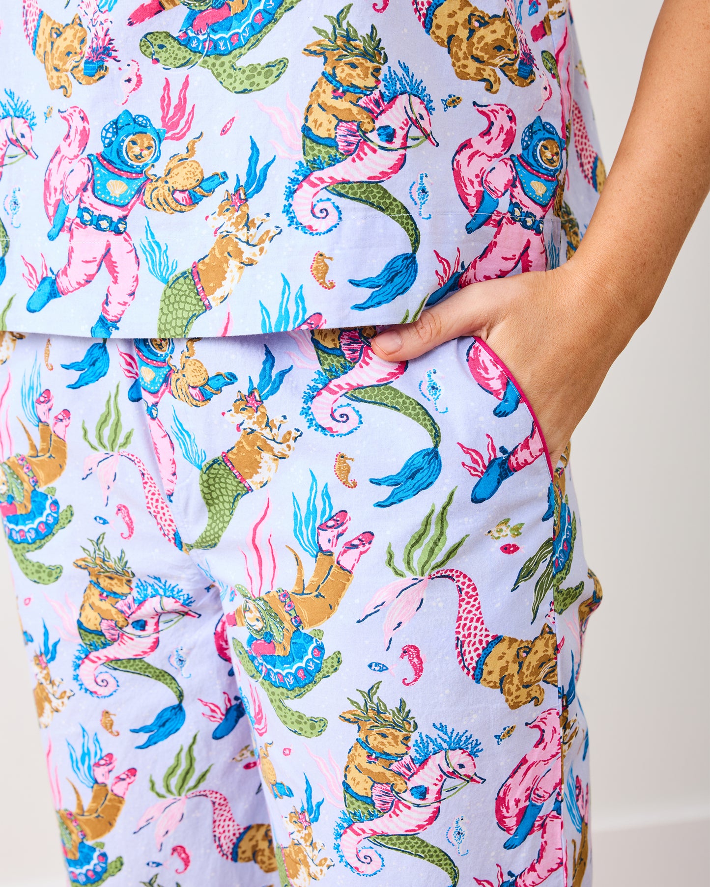 Deep Sea Divers - Cami Cropped PJ Pant Set - Lavender Sorbet - Printfresh
