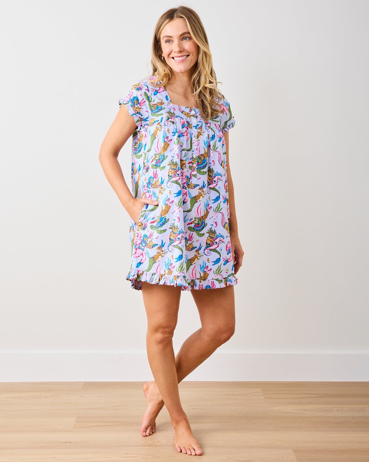 Deep Sea Divers - Pintuck Nightgown - Lavender Sorbet - Printfresh