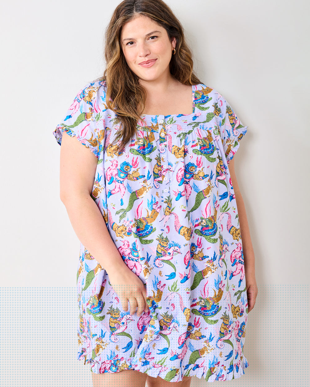 Deep Sea Divers - Pintuck Nightgown - Lavender Sorbet - Printfresh
