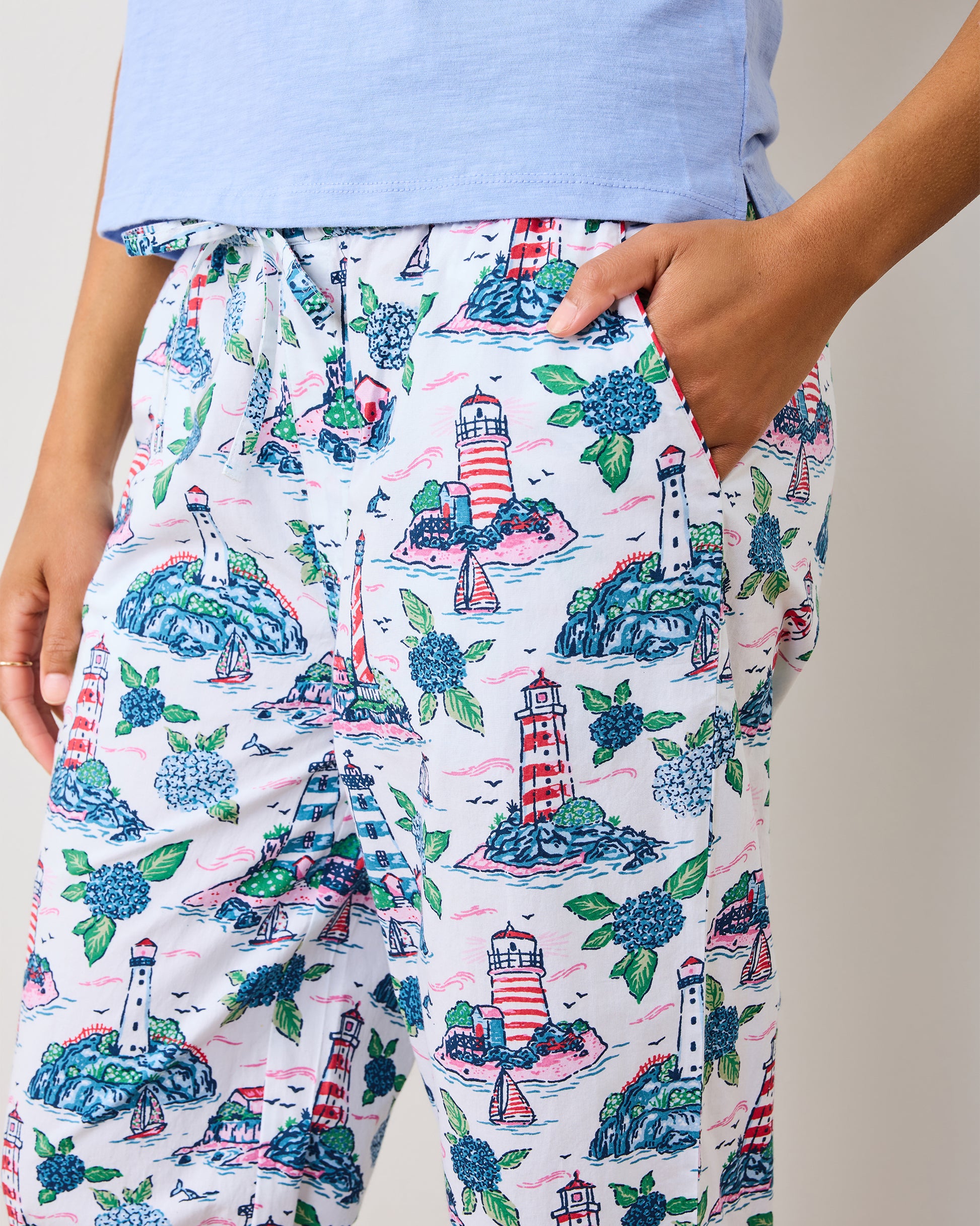 Lighthouse Keeper - Cropped Pant - Cloud - Printfresh