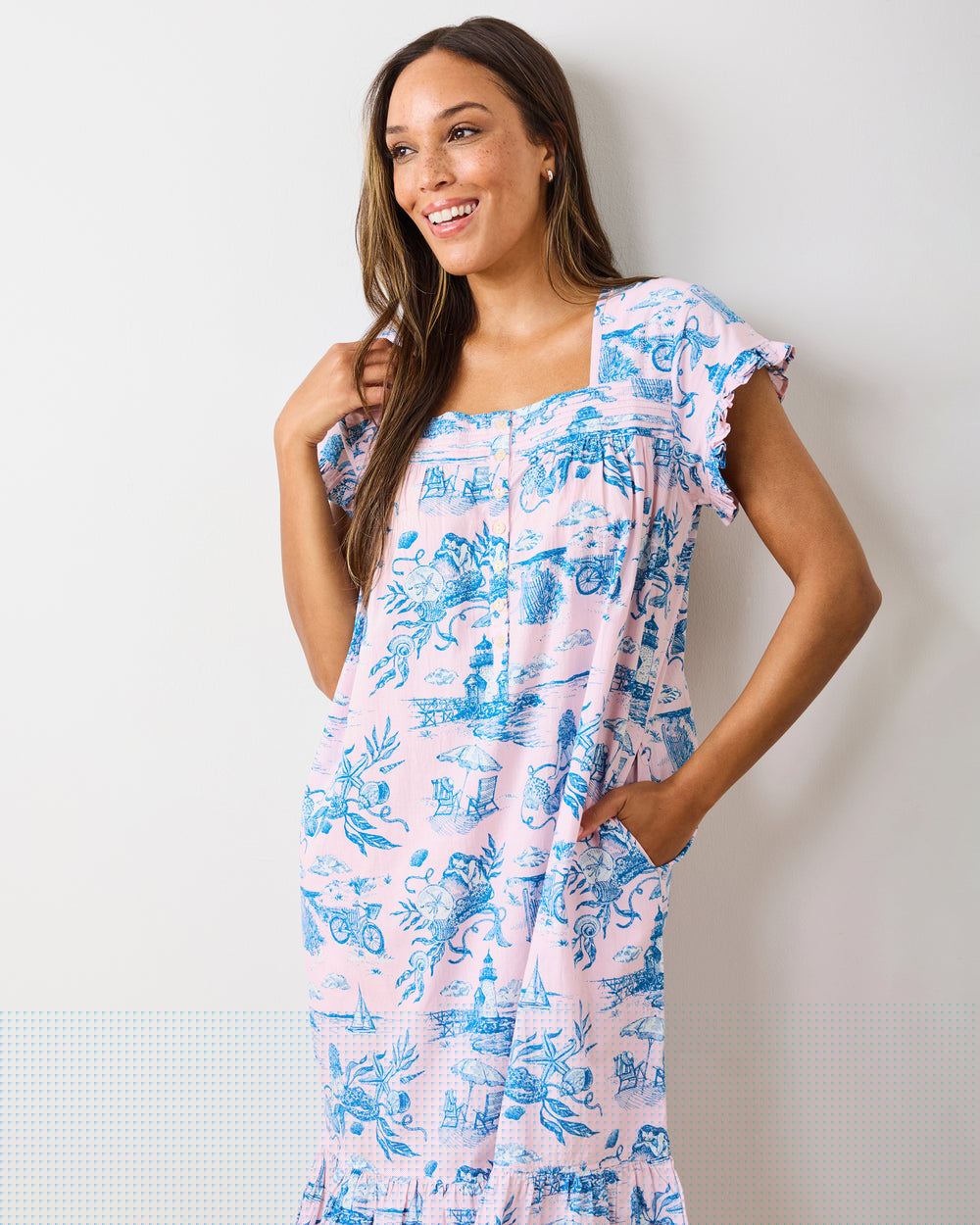 Mermaid Toile - Daylight Nightgown - Blush - Printfresh