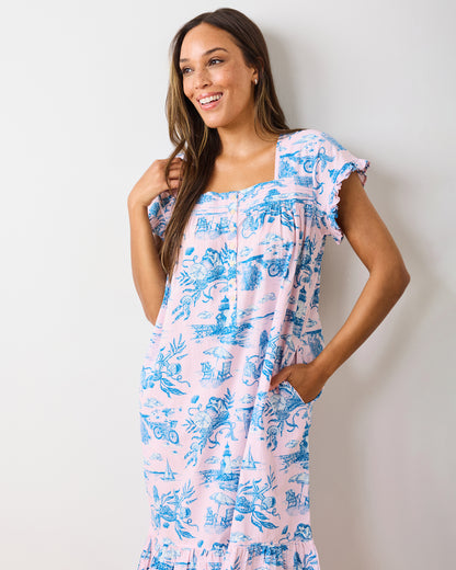 Mermaid Toile - Daylight Nightgown - Blush - Printfresh