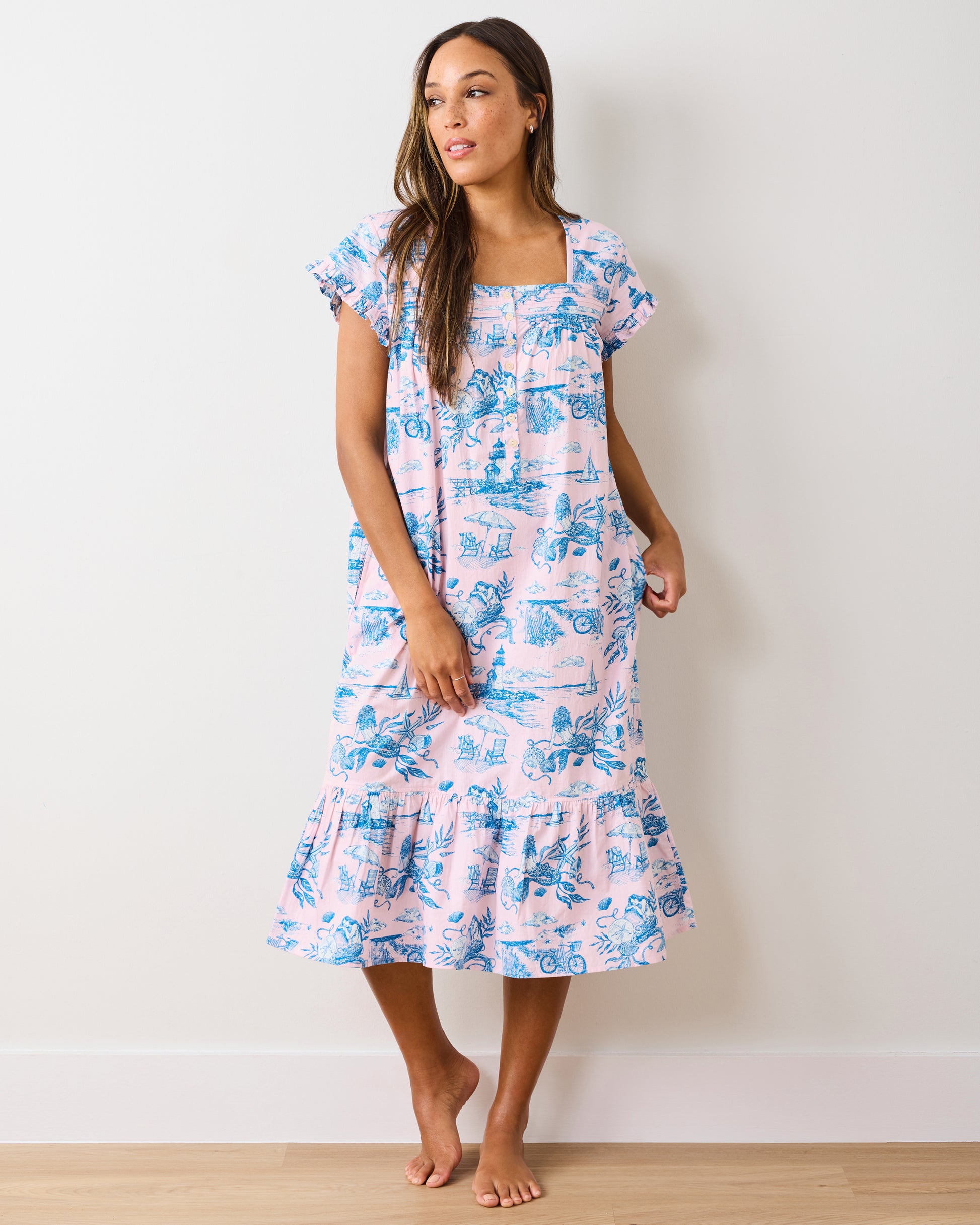 Mermaid Toile - Daylight Nightgown - Blush - Printfresh