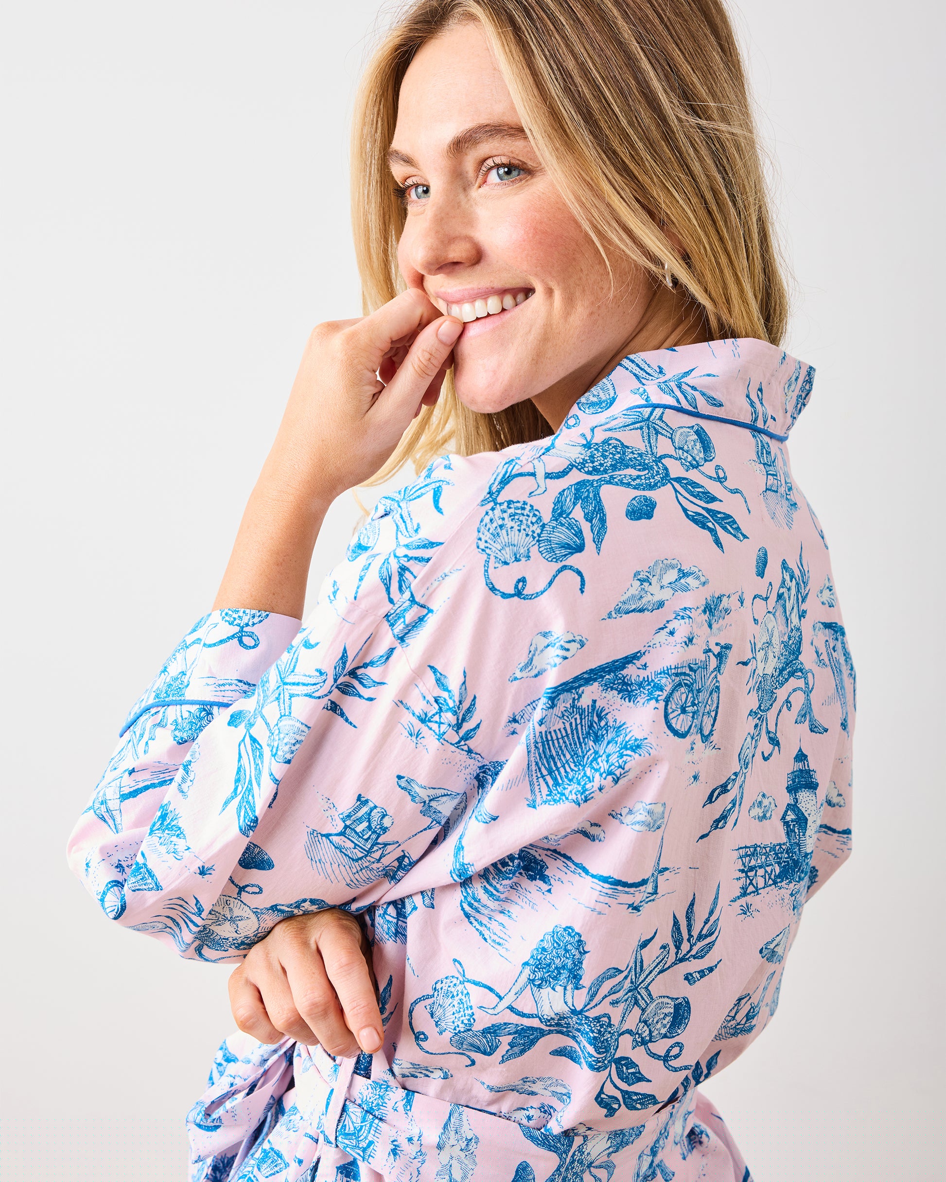 Mermaid Toile - Getting Ready Robe - Blush - Printfresh