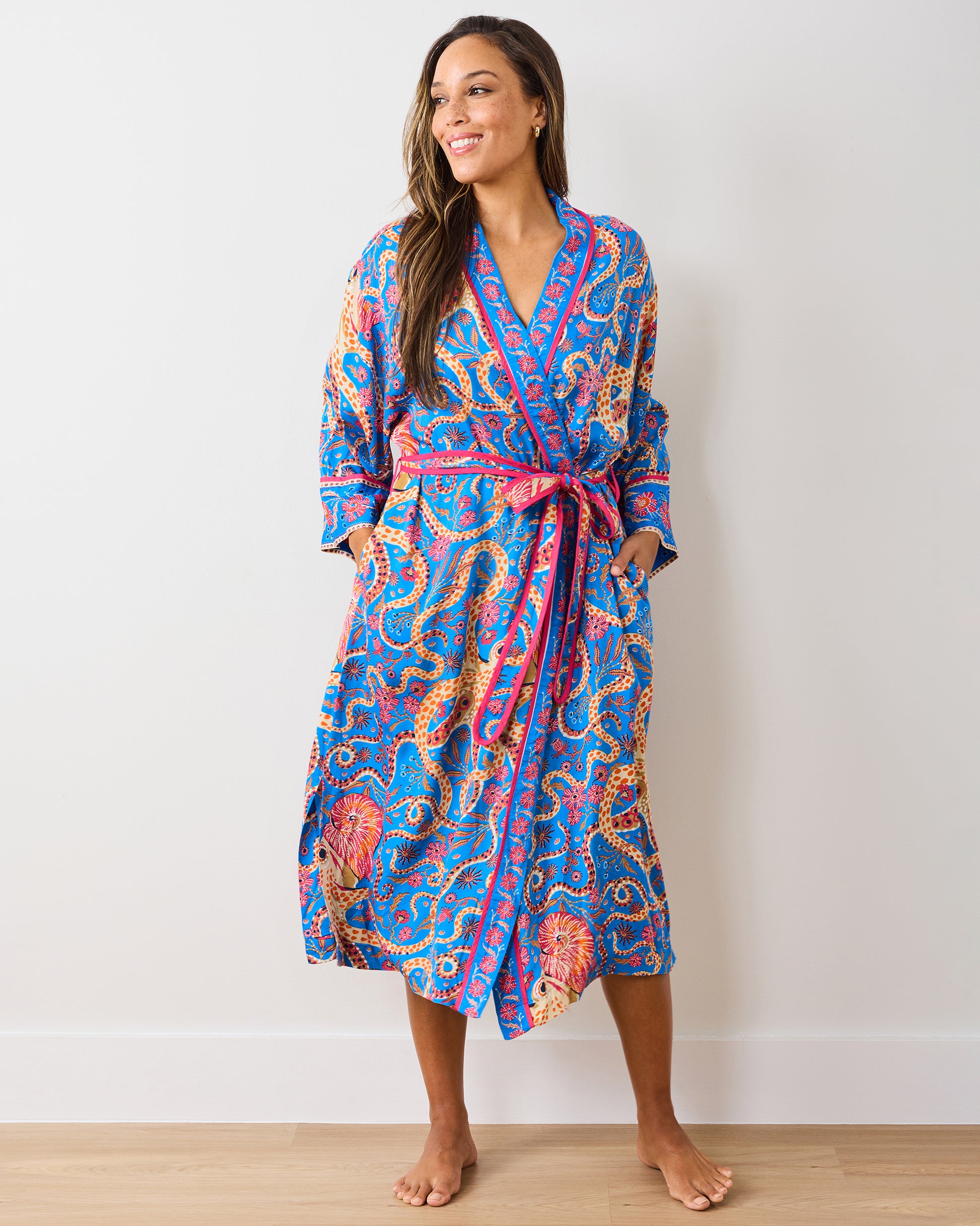 Octopus Isle - Eco Satin Robe - Ocean Eyes - Printfresh