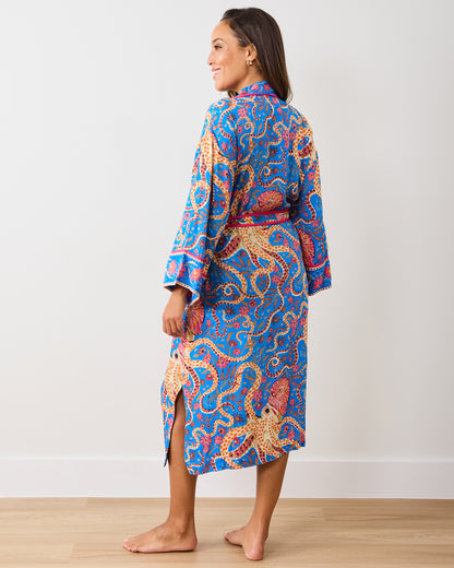 Octopus Isle - Eco Satin Robe - Ocean Eyes - Printfresh