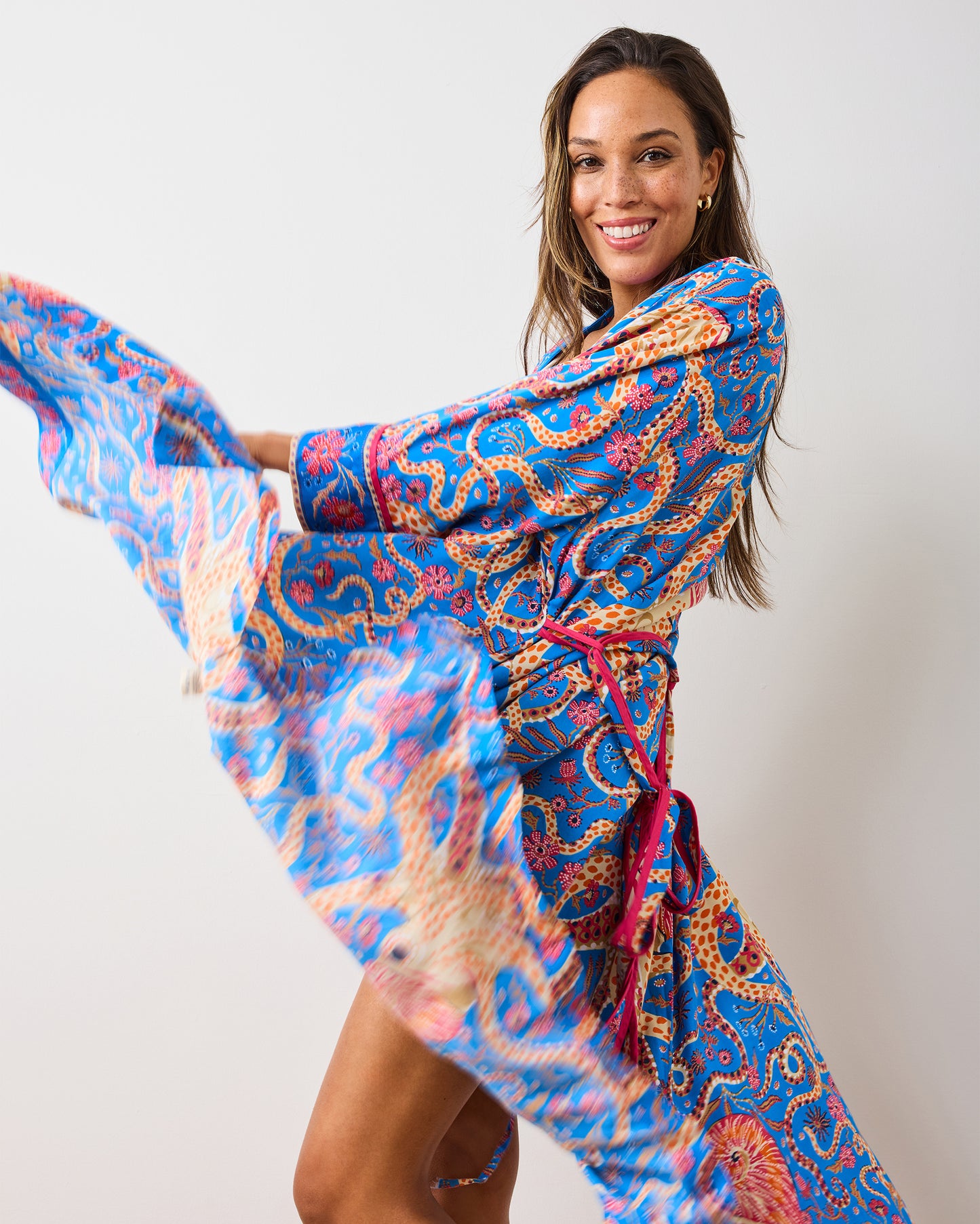 Octopus Isle - Eco Satin Robe - Ocean Eyes - Printfresh