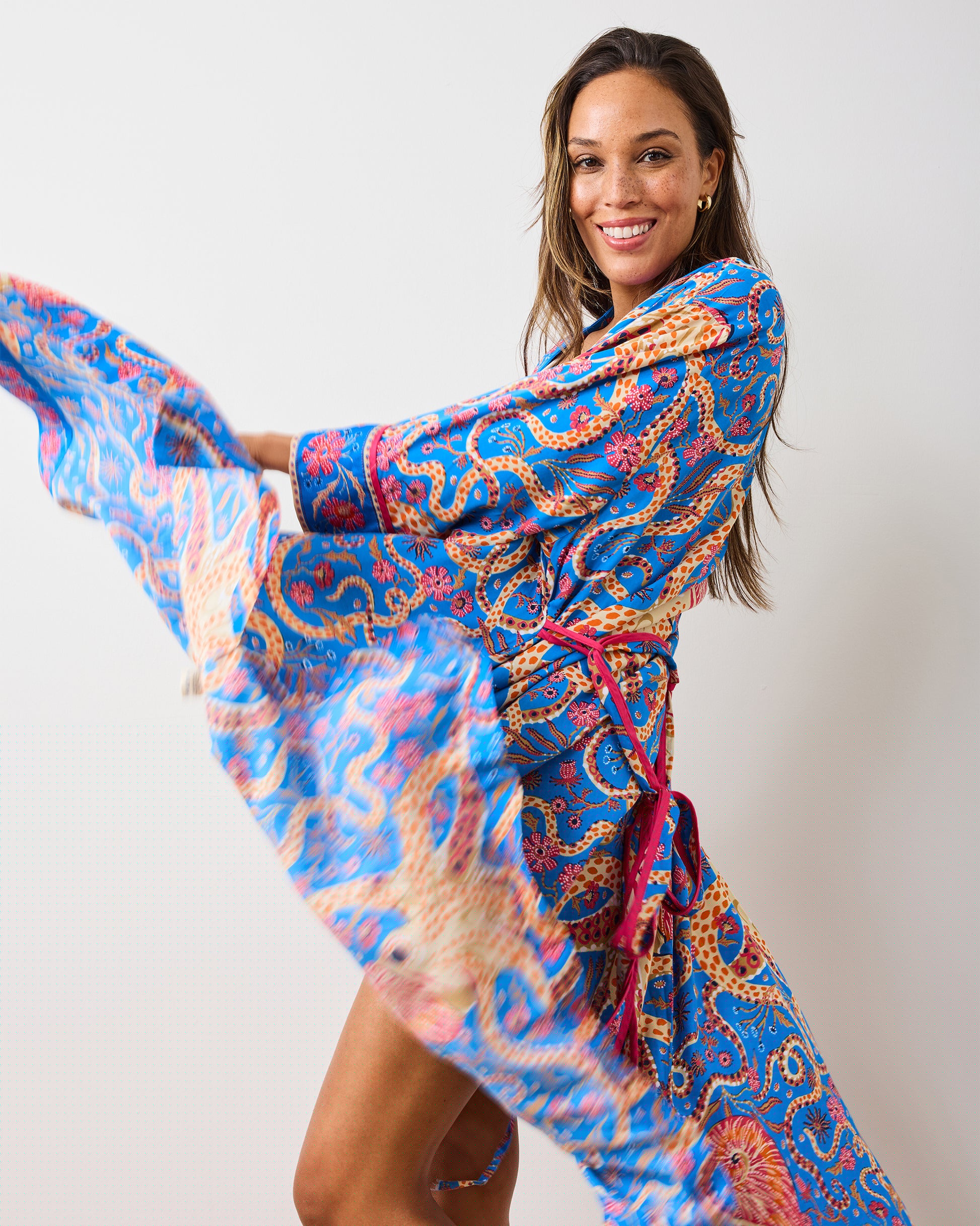 Octopus Isle - Eco Satin Robe - Ocean Eyes - Printfresh