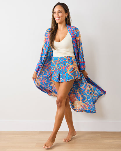 Octopus Isle - Eco Satin Robe - Ocean Eyes - Printfresh