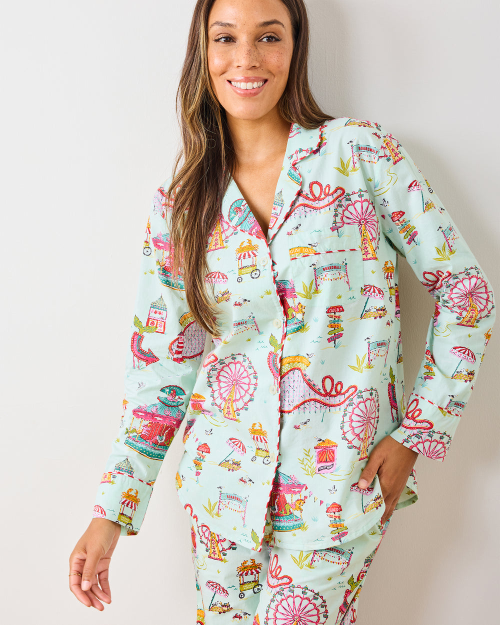 Seaside Rides - Long PJ Set - Mint Taffy - Printfresh