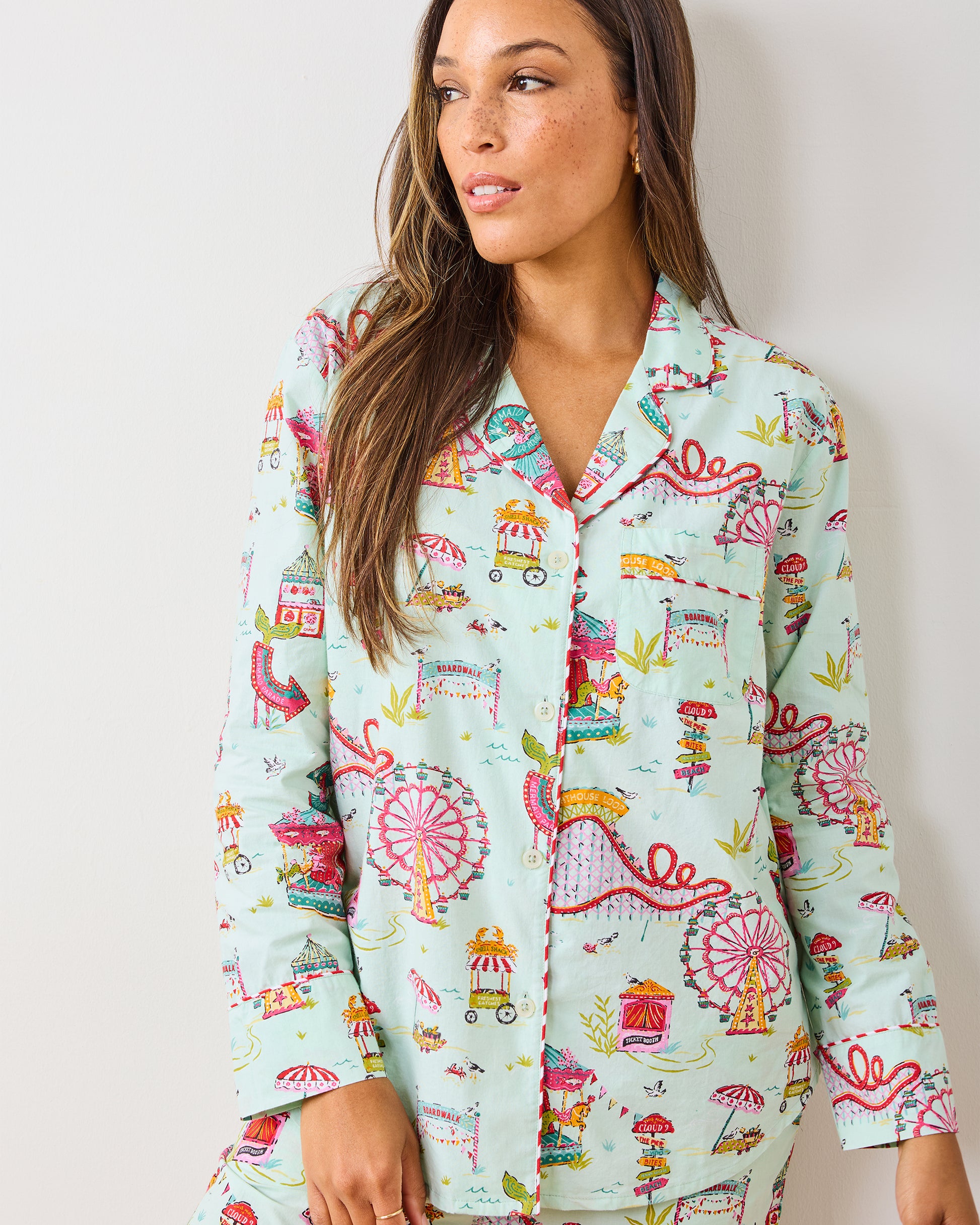 Seaside Rides - Long PJ Set - Mint Taffy - Printfresh
