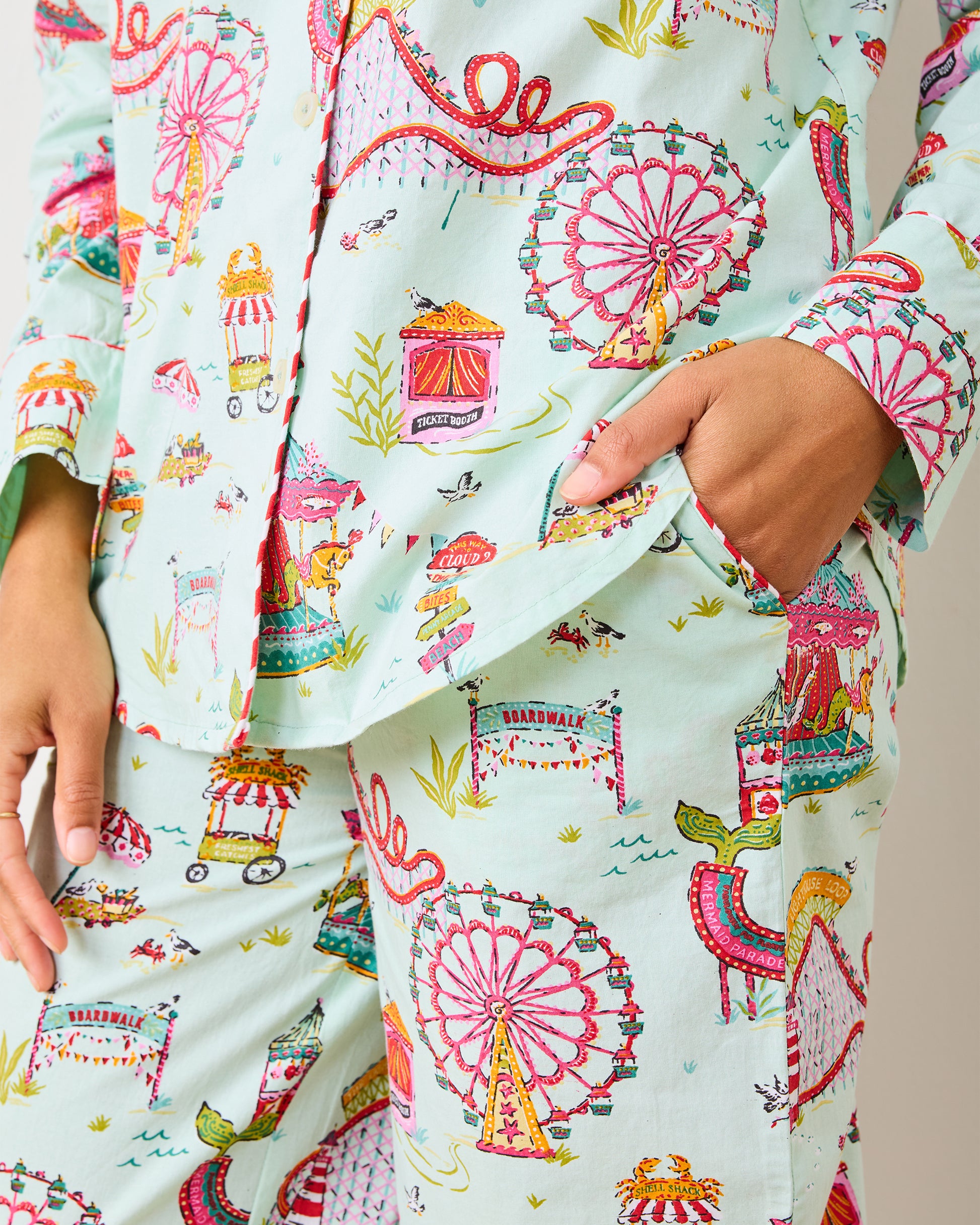 Seaside Rides - Long PJ Set - Mint Taffy - Printfresh
