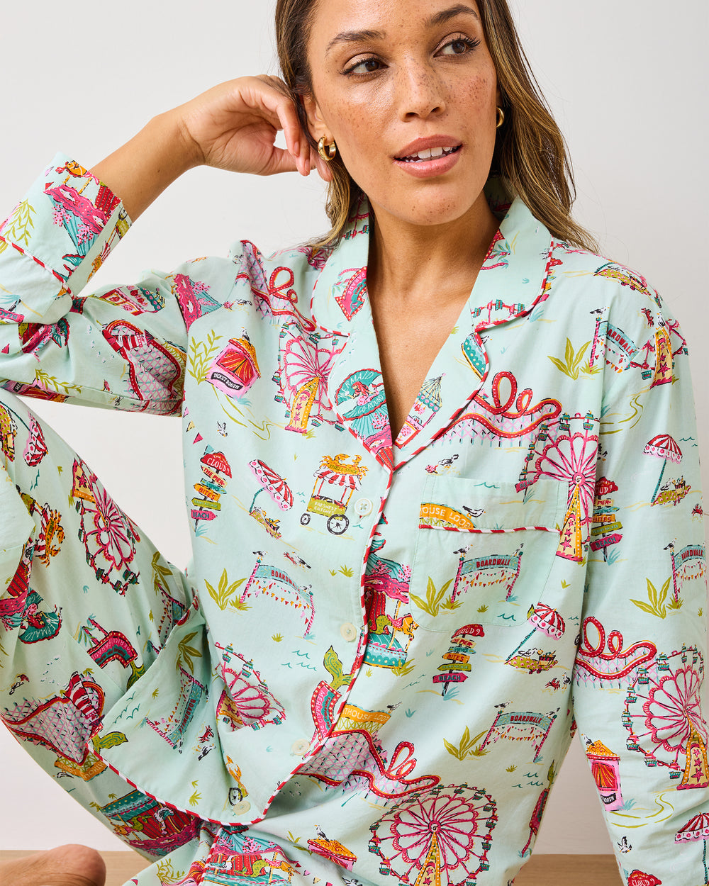 Seaside Rides - Long PJ Set - Mint Taffy - Printfresh