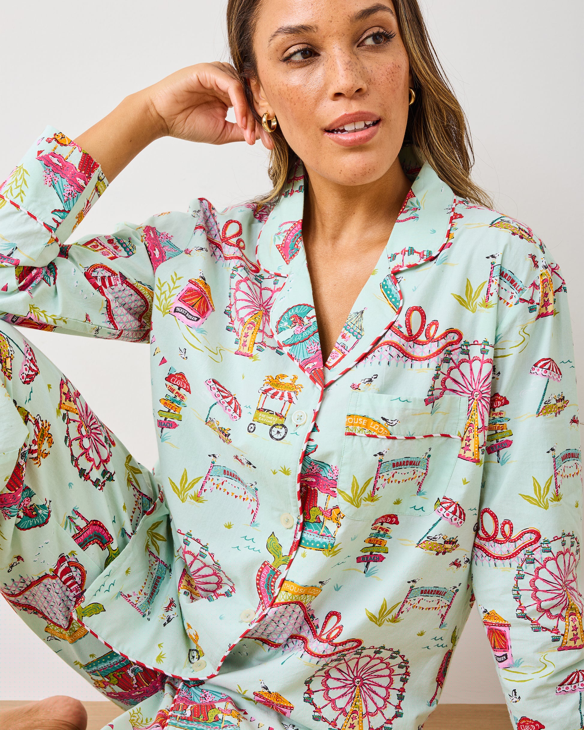 Seaside Rides - Long PJ Set - Mint Taffy - Printfresh