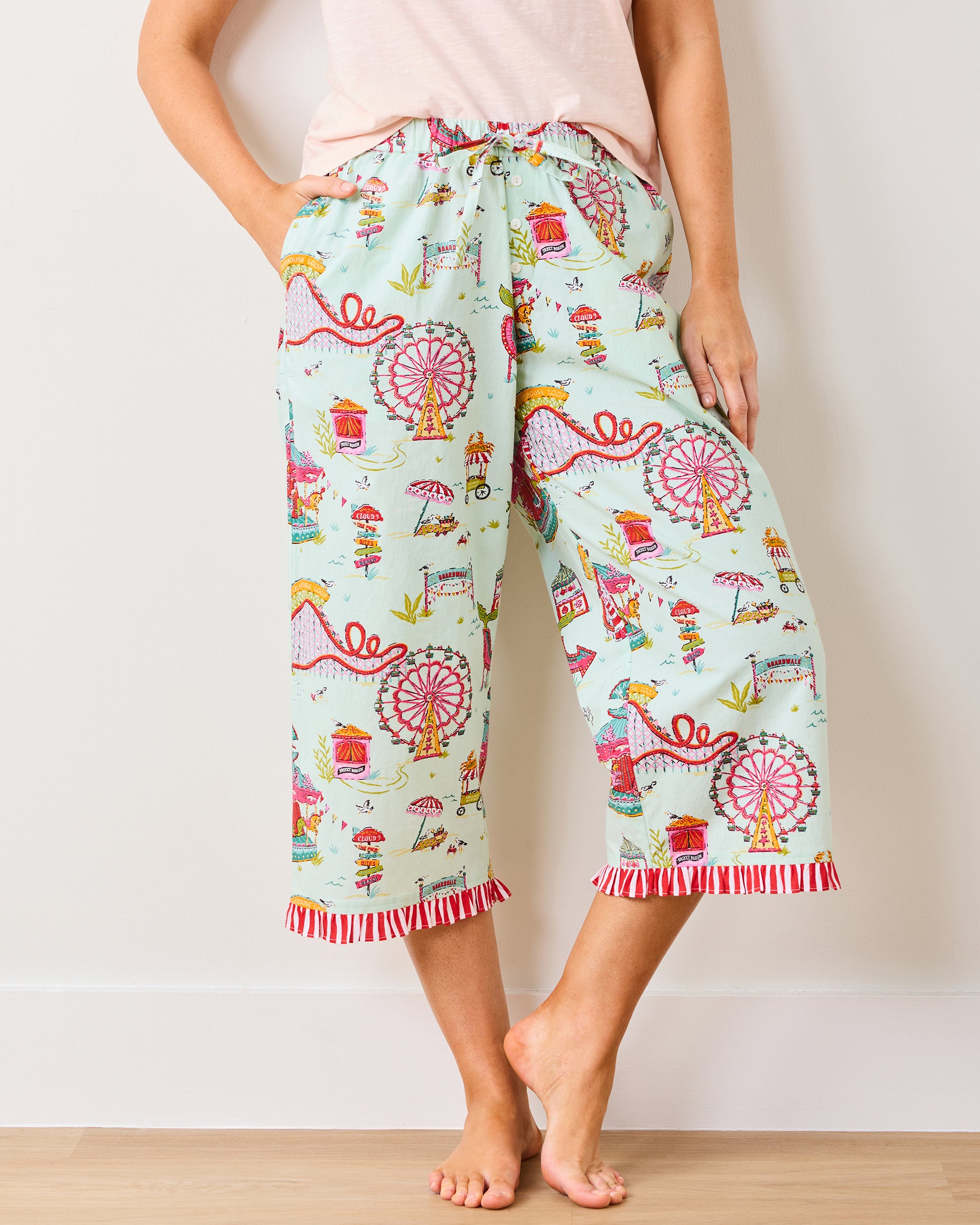 Seaside Rides - Ruffled Cropped Pants & Friday Tank - Multi - Printfresh
