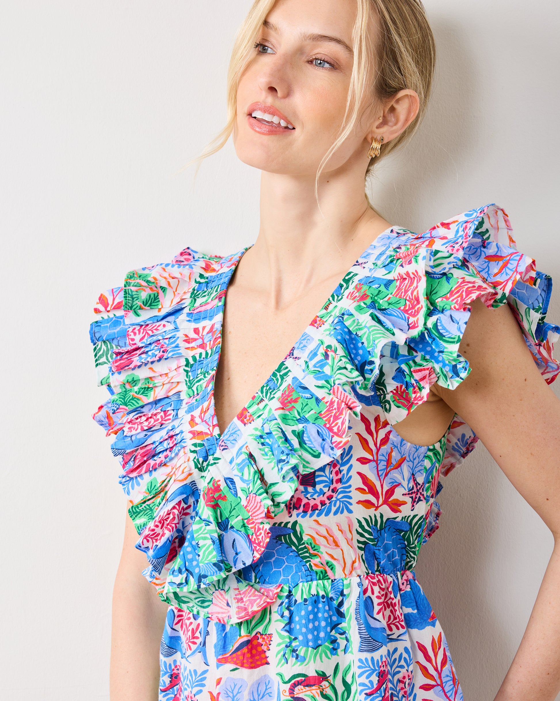 Stained Glass Sea - Lola Blouse - Cloud - Printfresh