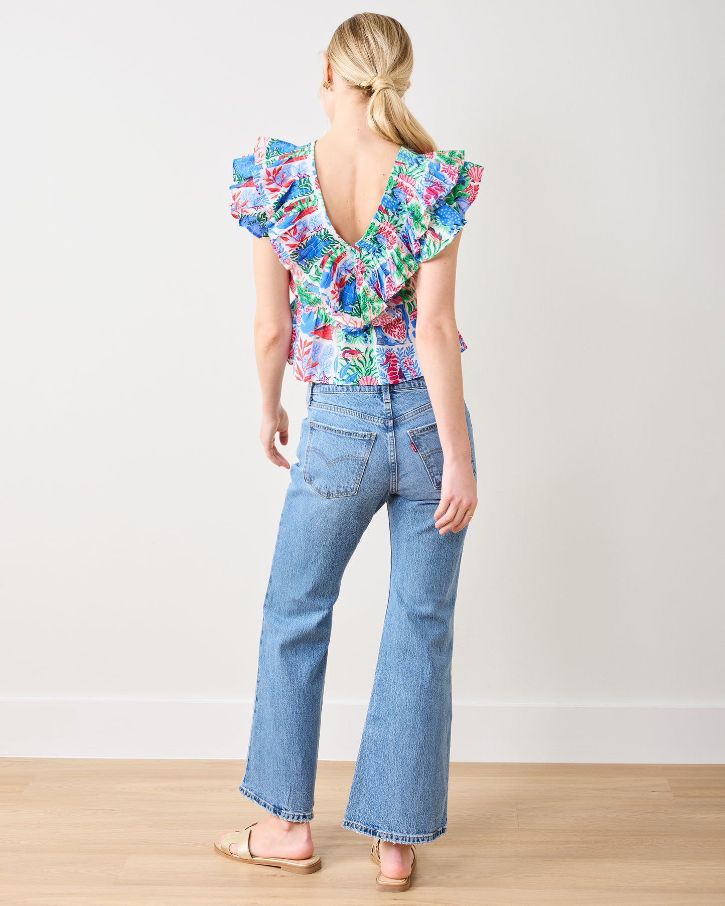 Stained Glass Sea - Lola Blouse - Cloud - Printfresh